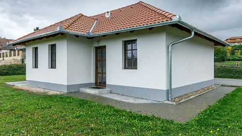 Panoramic view.  A family house is for sale in a wonderful, quiet environment, partly with a panorama of the Lake Balaton. The house can be financed by low monthly costs. 